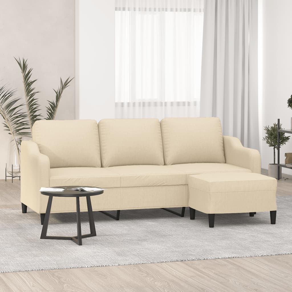 Canapea Cu 3 Locuri Și Taburet, , 180 Cm, Textil