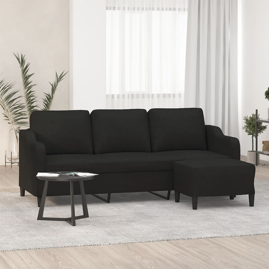 Canapea Cu 3 Locuri Și Taburet, , 180 Cm, Textil