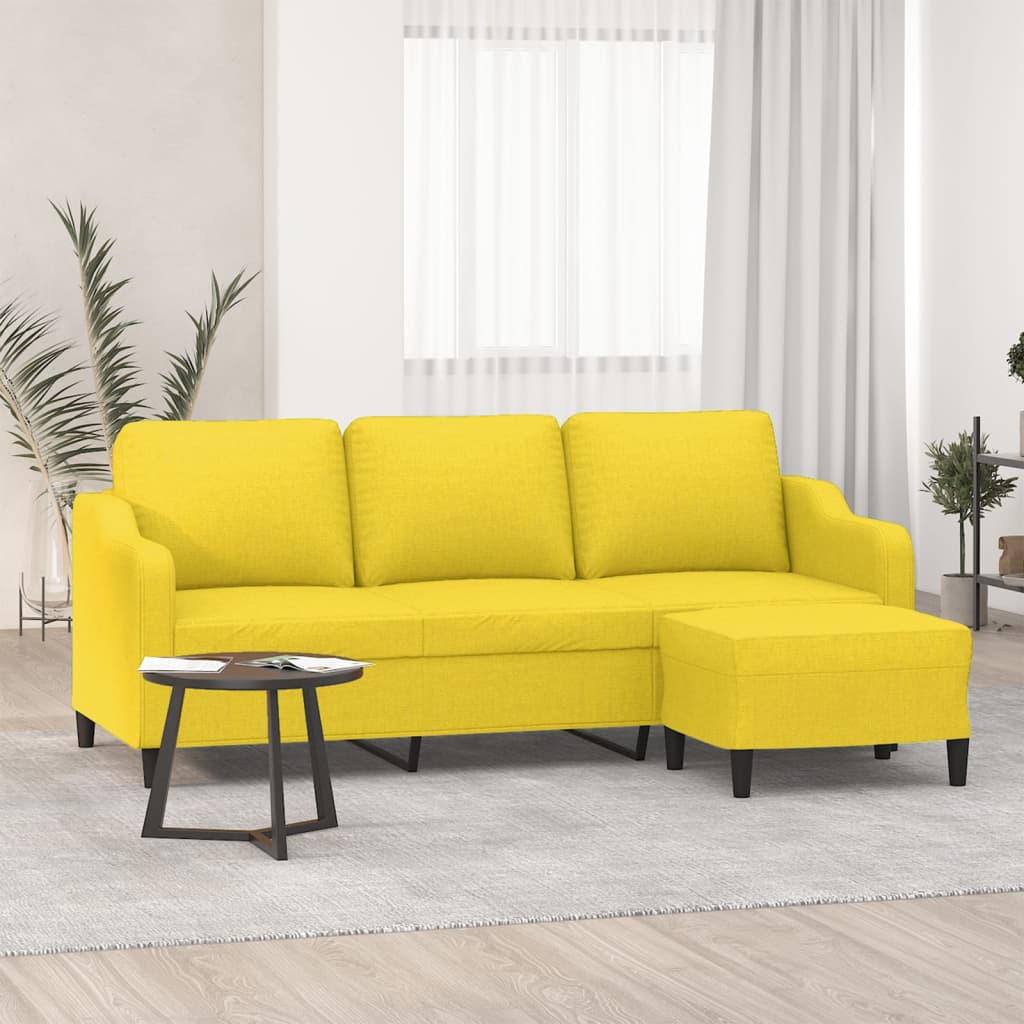 Canapea Cu 3 Locuri Și Taburet, , 180 Cm, Textil