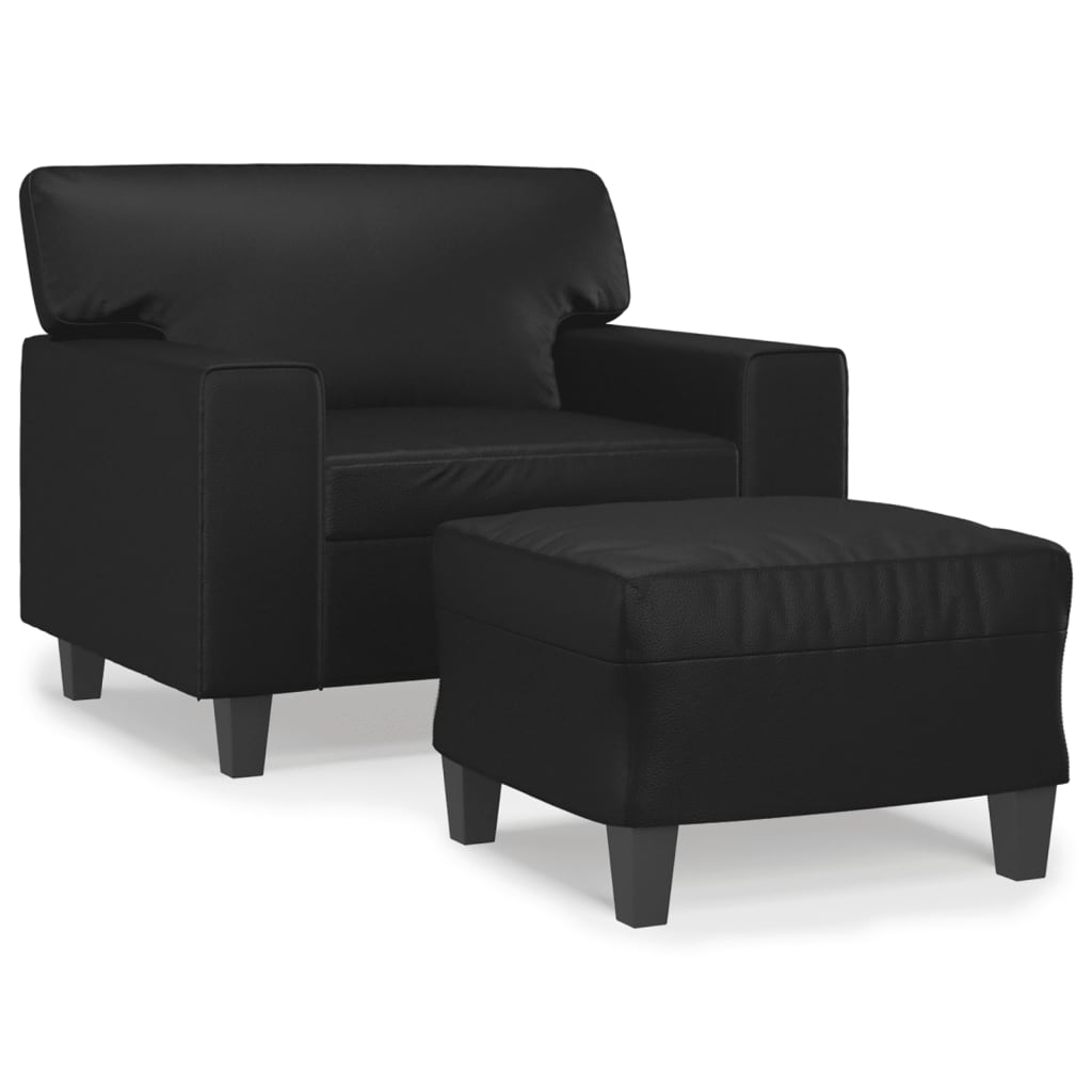 Fotoliu Canapea Cu Taburet, , 60 Cm, Piele Ecologică