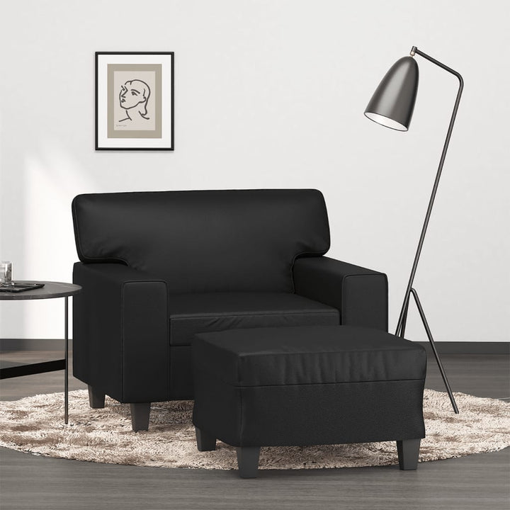 Fotoliu Canapea Cu Taburet, , 60 Cm, Piele Ecologică