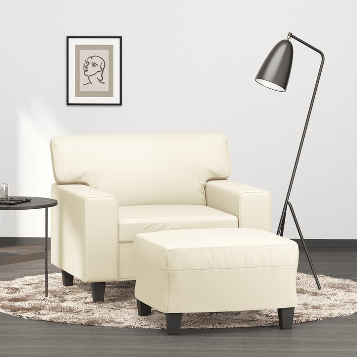 Fotoliu Canapea Cu Taburet, , 60 Cm, Piele Ecologică