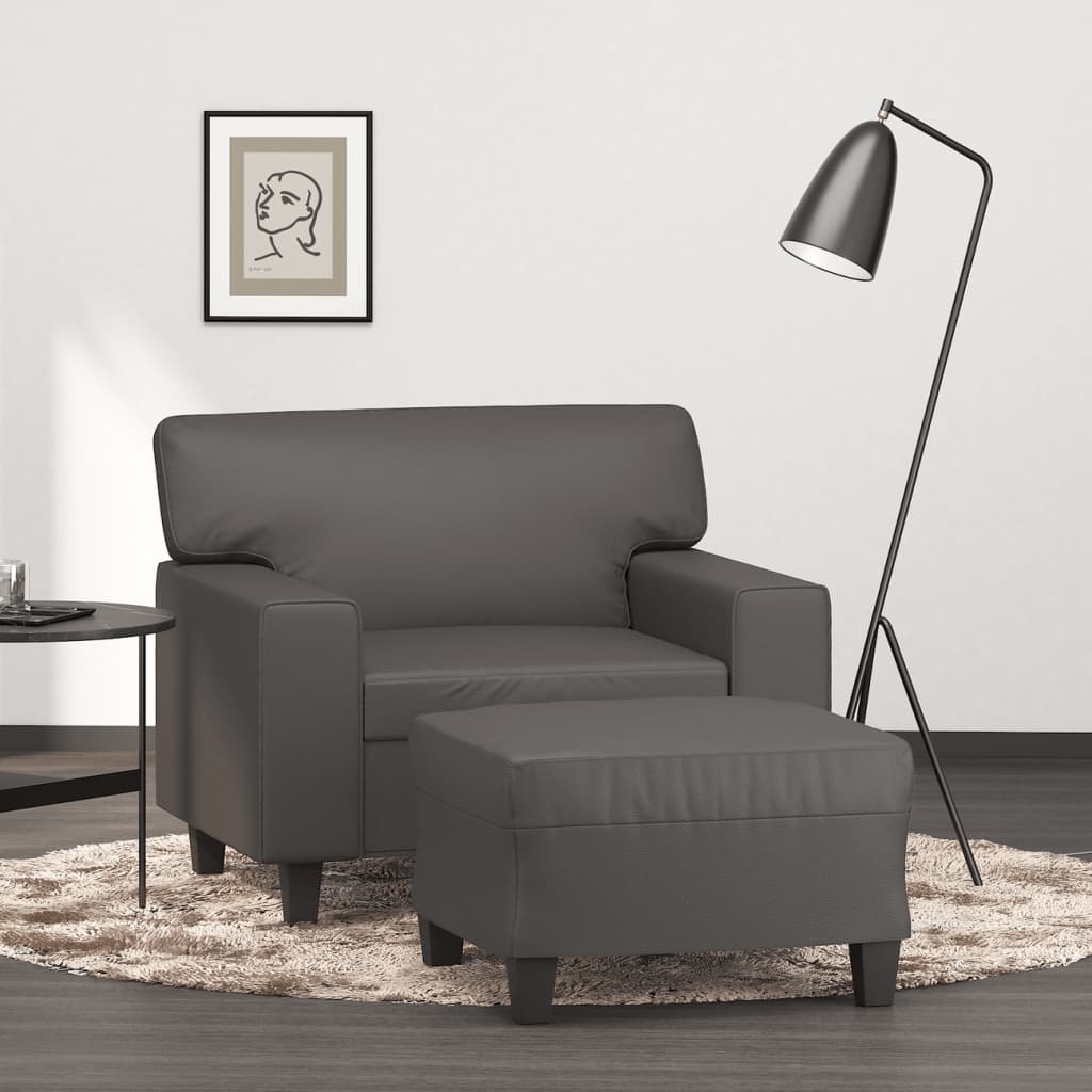 Fotoliu Canapea Cu Taburet, , 60 Cm, Piele Ecologică