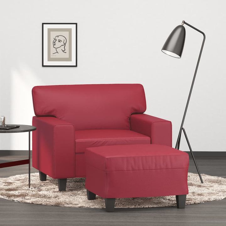 Fotoliu Canapea Cu Taburet, , 60 Cm, Piele Ecologică