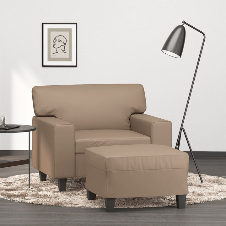 Fotoliu Canapea Cu Taburet, , 60 Cm, Piele Ecologică