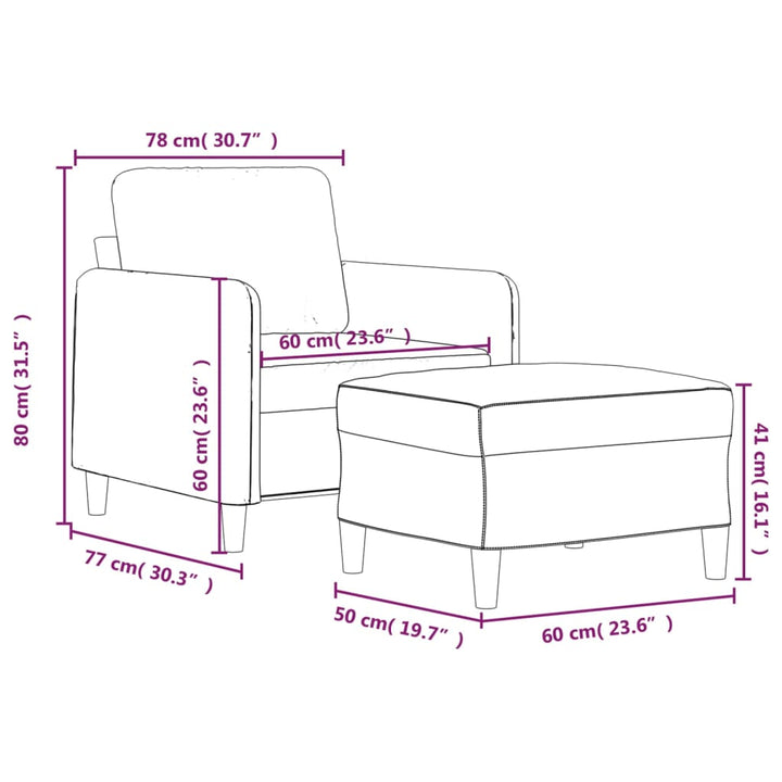 Fotoliu Canapea Cu Taburet, , 60 Cm, Textil