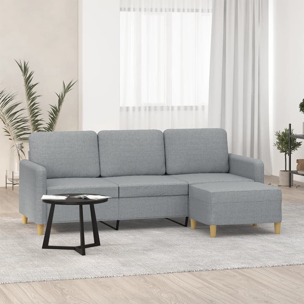 Canapea Cu 3 Locuri Și Taburet, , 180 Cm, Textil
