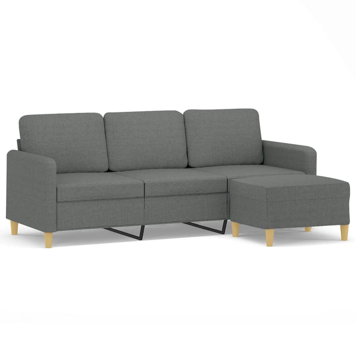 Canapea Cu 3 Locuri Și Taburet, , 180 Cm, Textil
