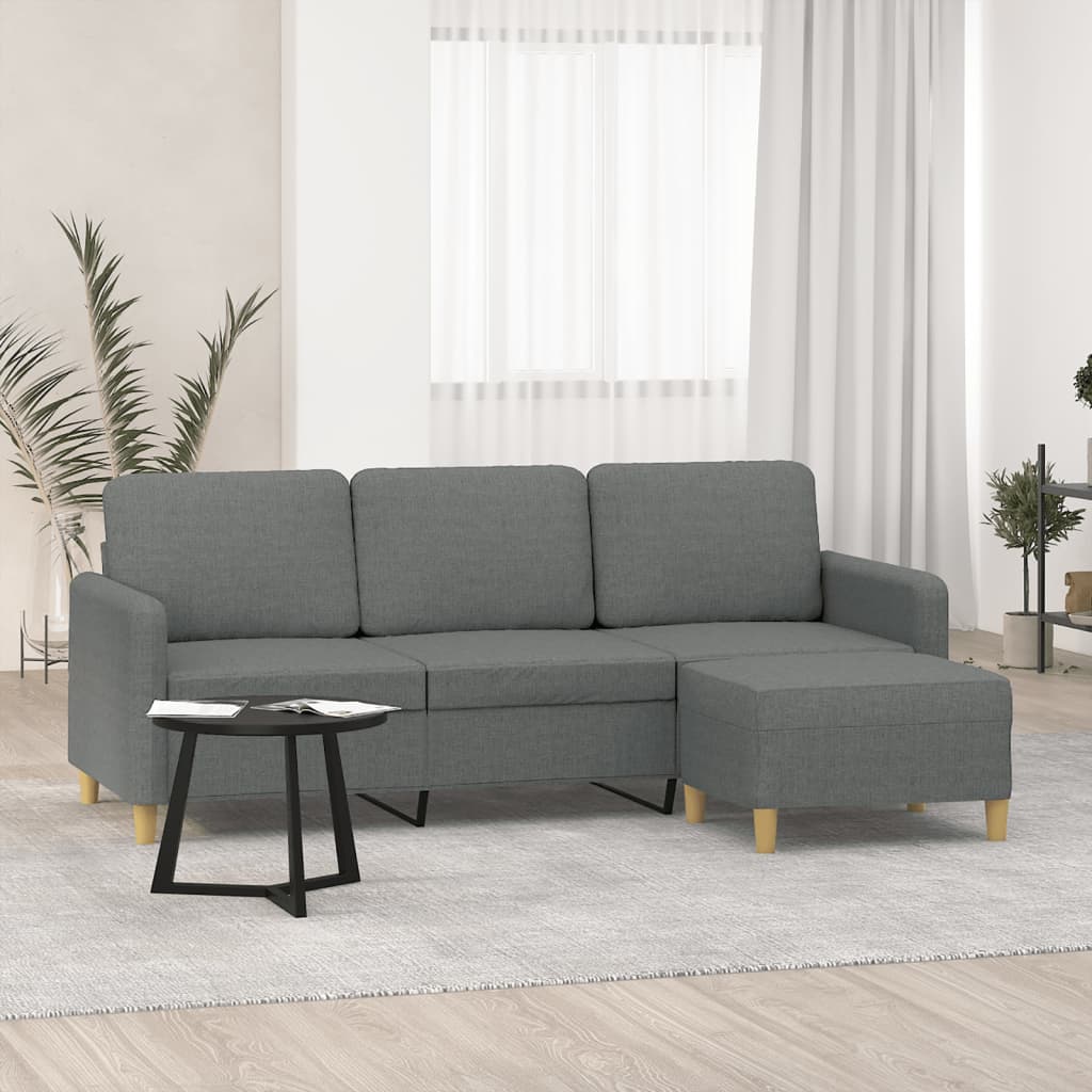 Canapea Cu 3 Locuri Și Taburet, , 180 Cm, Textil