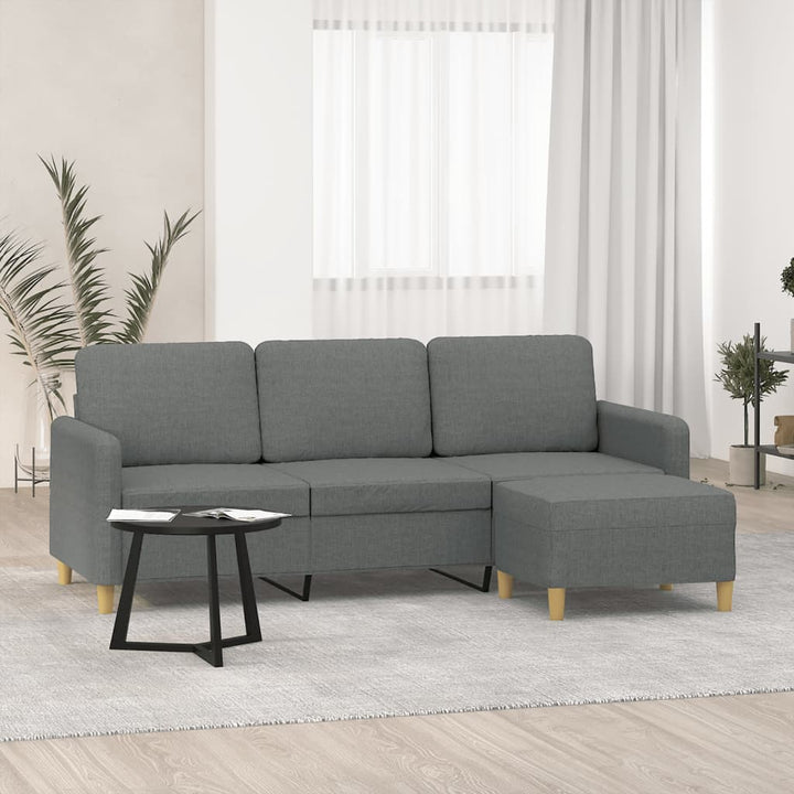 Canapea Cu 3 Locuri Și Taburet, , 180 Cm, Textil