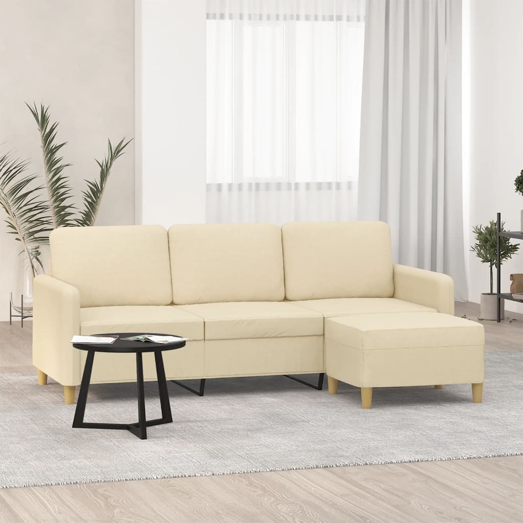 Canapea Cu 3 Locuri Și Taburet, , 180 Cm, Textil