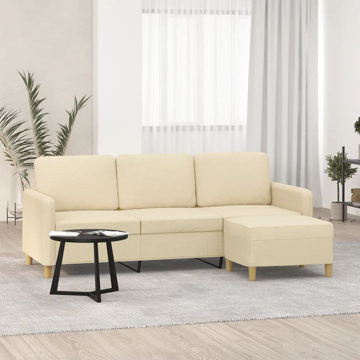 Canapea Cu 3 Locuri Și Taburet, , 180 Cm, Textil