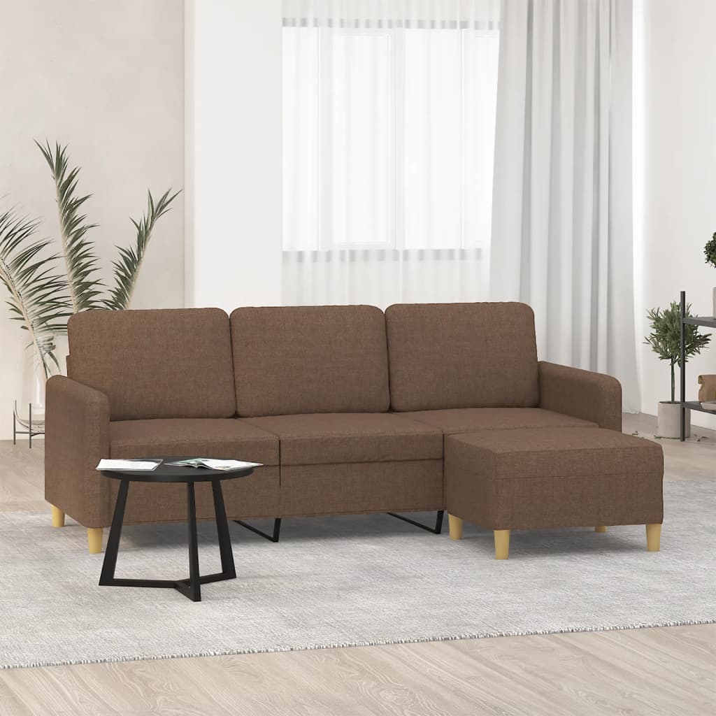 Canapea Cu 3 Locuri Și Taburet, , 180 Cm, Textil