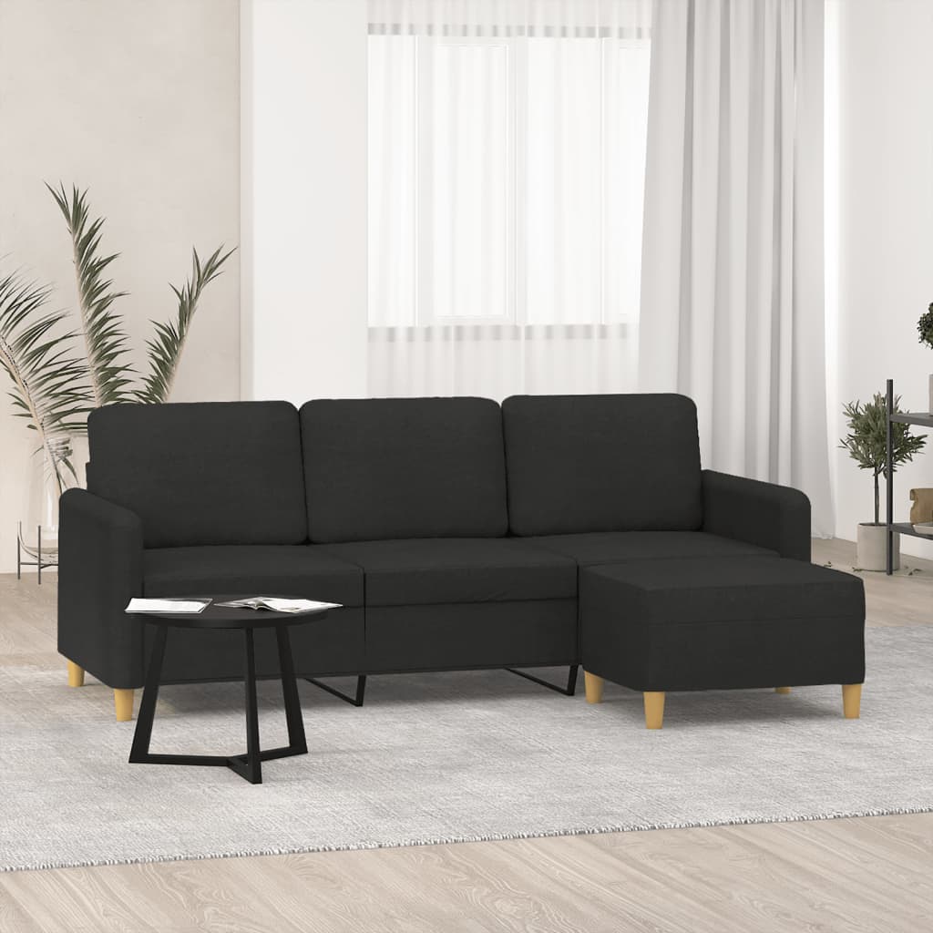 Canapea Cu 3 Locuri Și Taburet, , 180 Cm, Textil