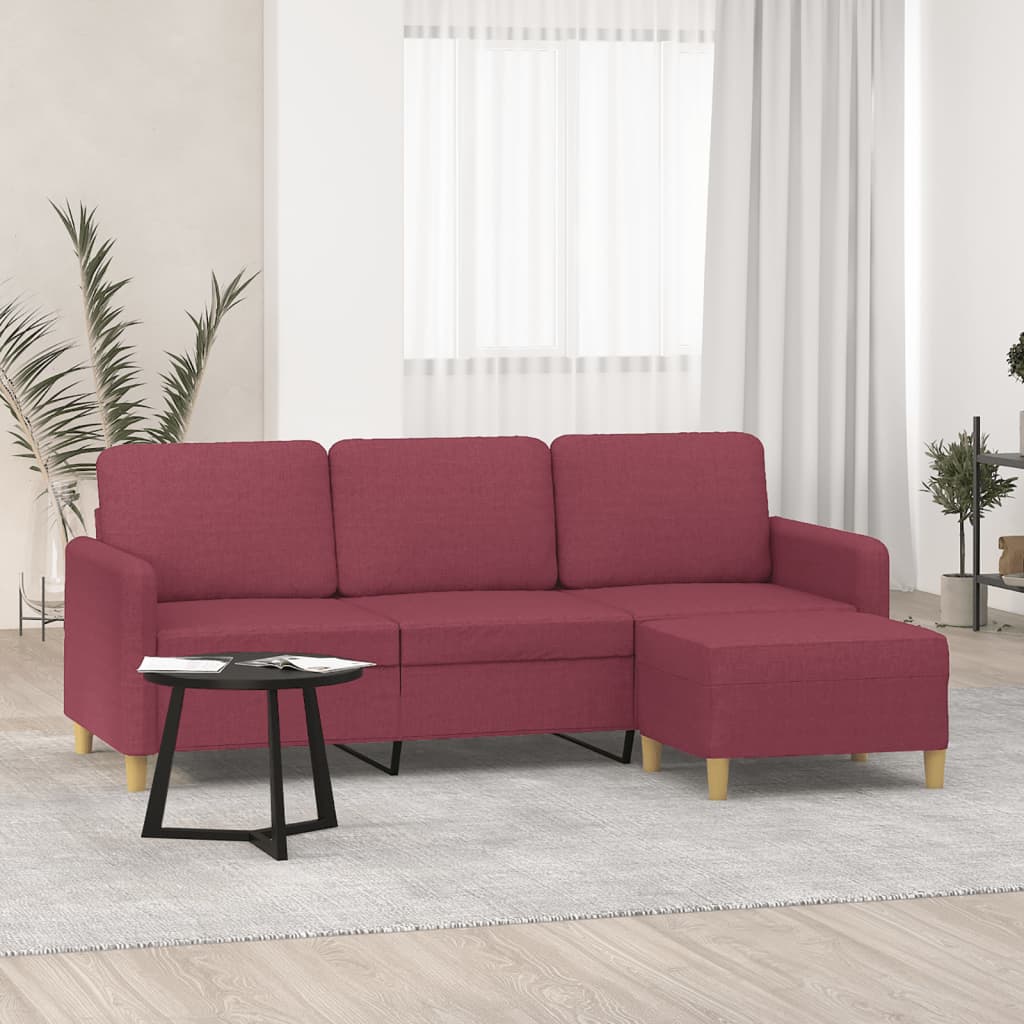 Canapea Cu 3 Locuri Și Taburet, , 180 Cm, Textil