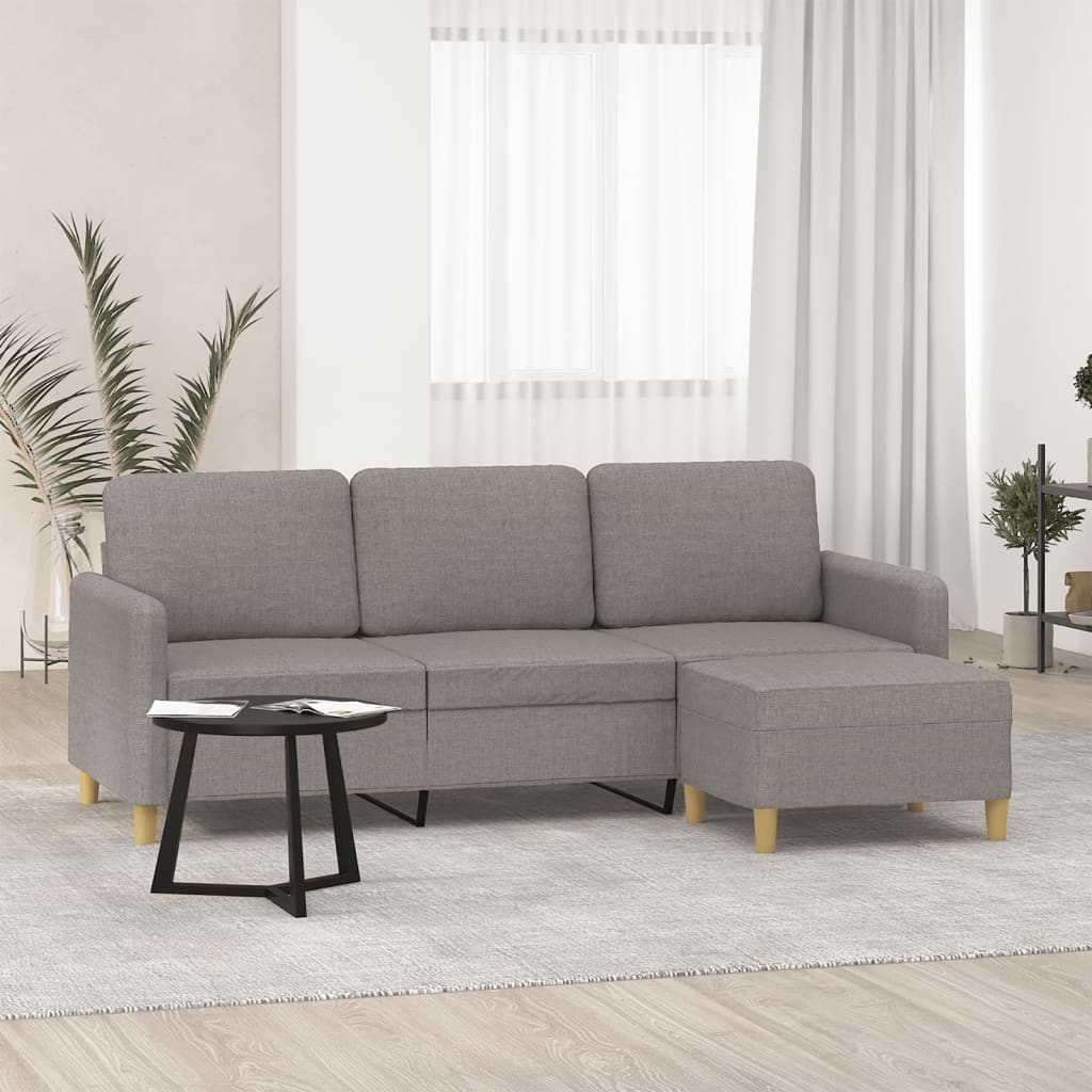 Canapea Cu 3 Locuri Și Taburet, , 180 Cm, Textil