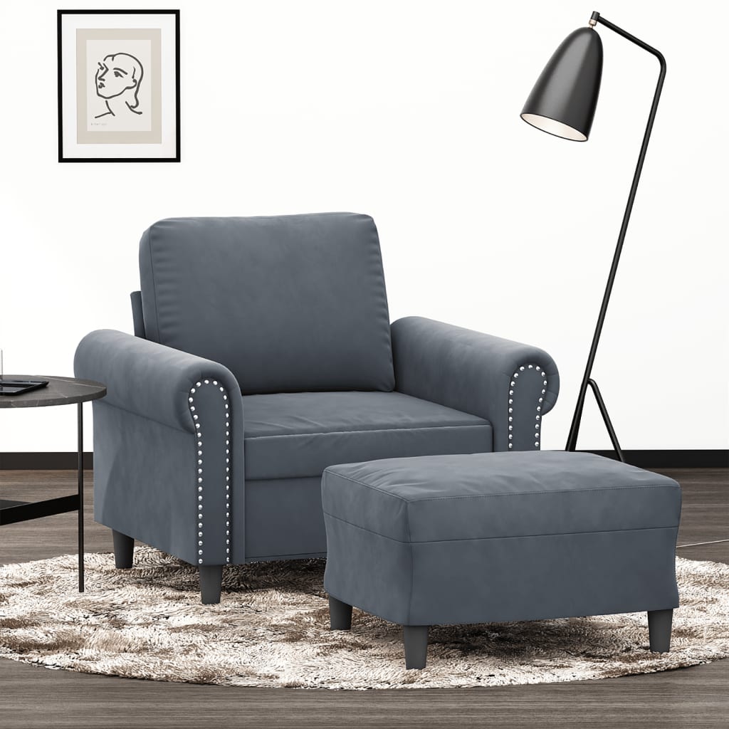Fotoliu Canapea Cu Taburet, , 60 Cm, Catifea