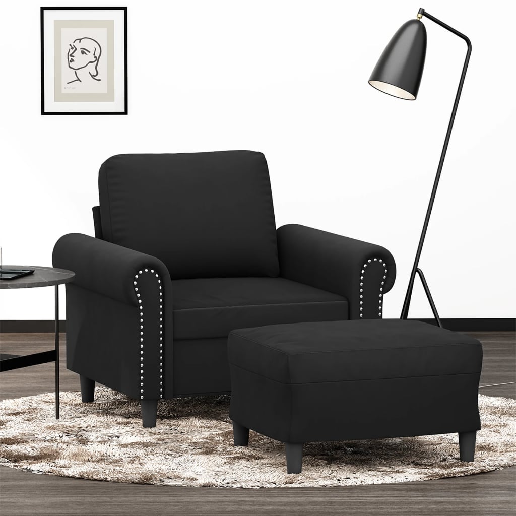 Fotoliu Canapea Cu Taburet, , 60 Cm, Catifea
