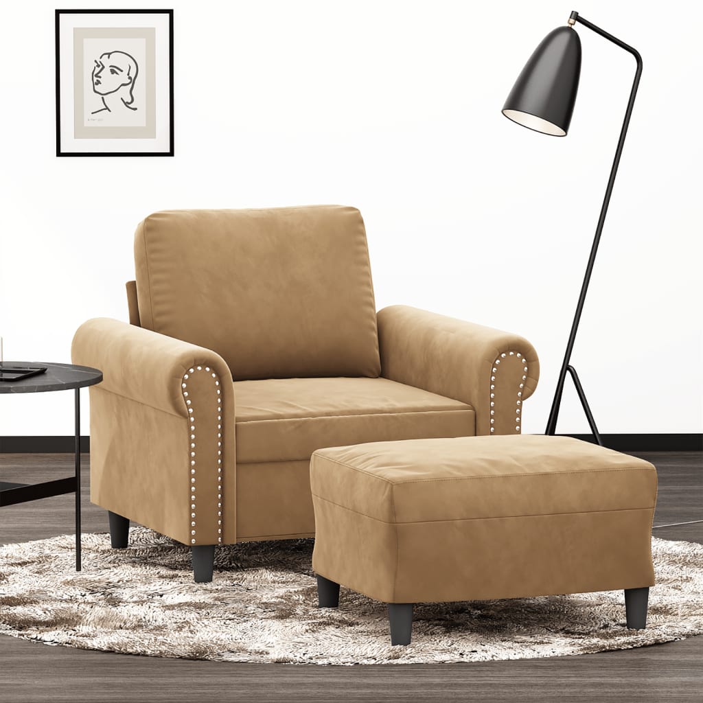 Fotoliu Canapea Cu Taburet, , 60 Cm, Catifea