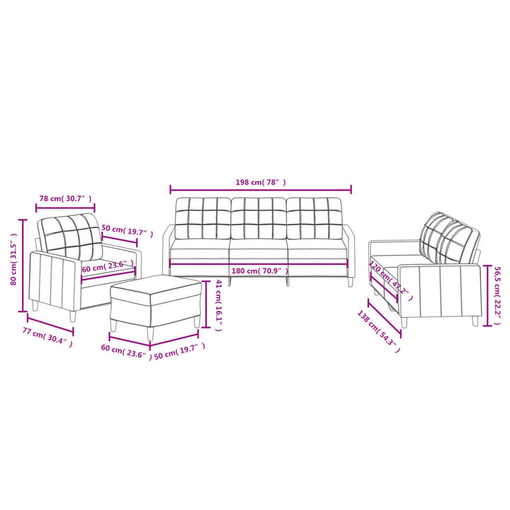 Set De Canapele Cu Perne, 4 Piese, , Textil
