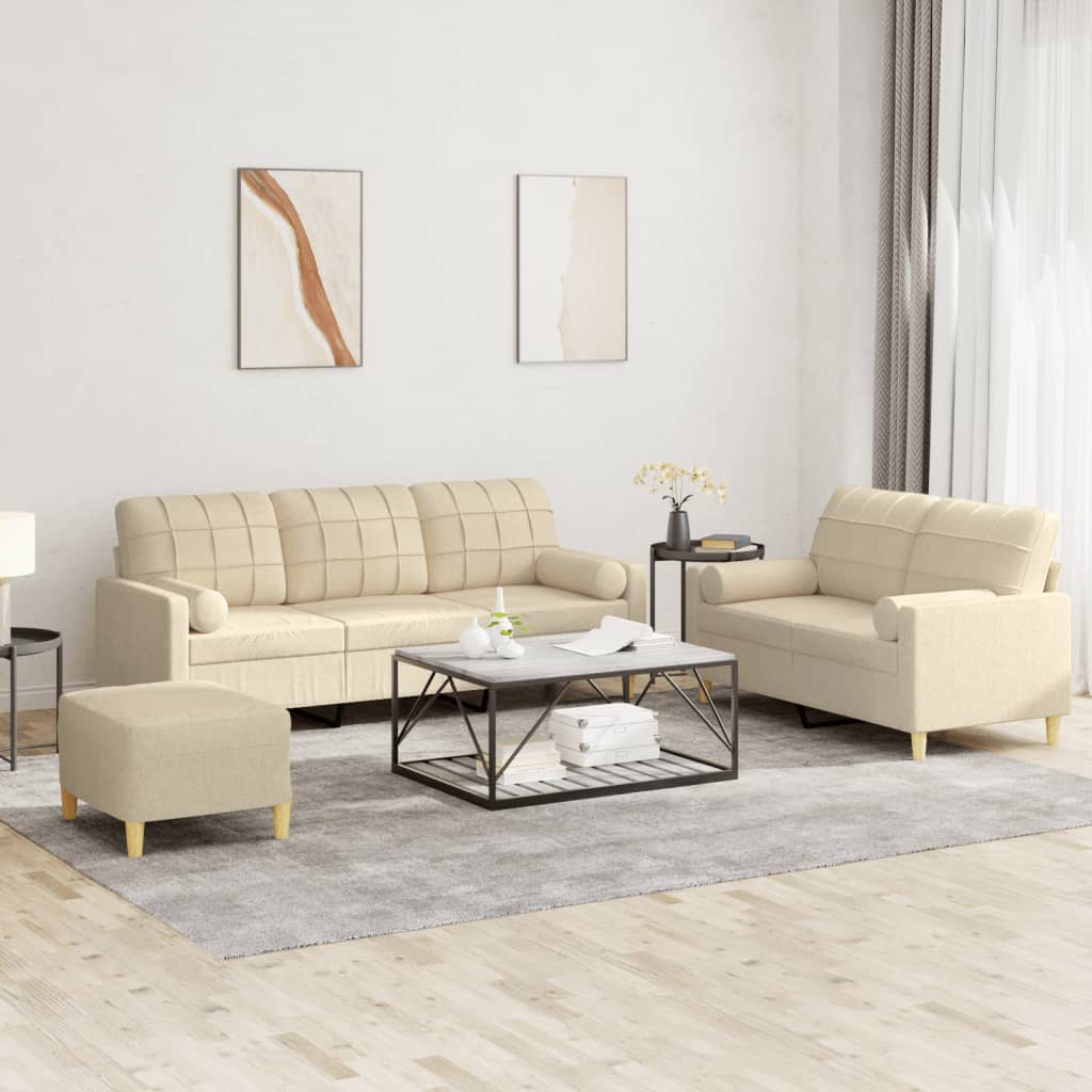 Set De Canapele Cu Perne, 3 Piese, , Textil