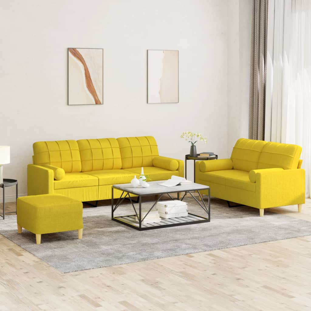 Set De Canapele Cu Perne, 3 Piese, , Textil