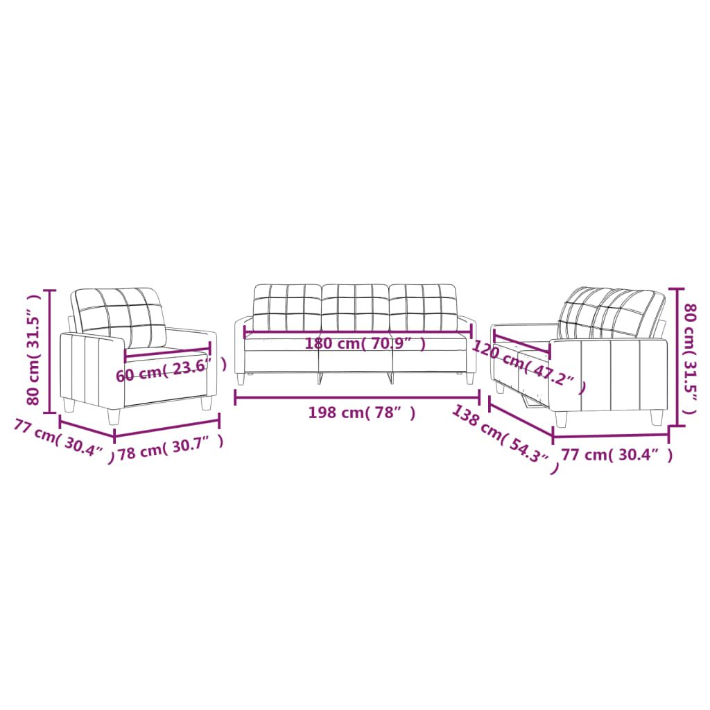 Set De Canapele , 3 Piese, , Piele Ecologică