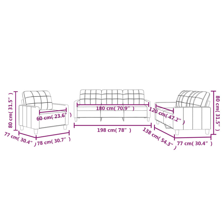 Set De Canapele , 3 Piese, , Piele Ecologică