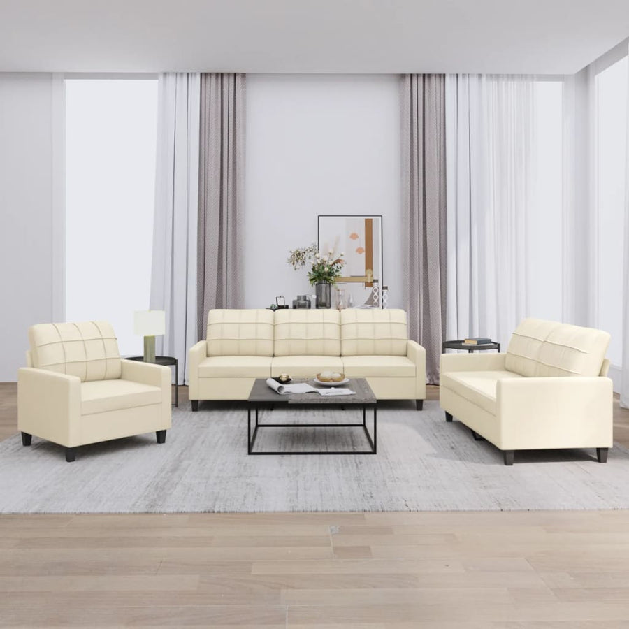 Set De Canapele , 3 Piese, , Piele Ecologică