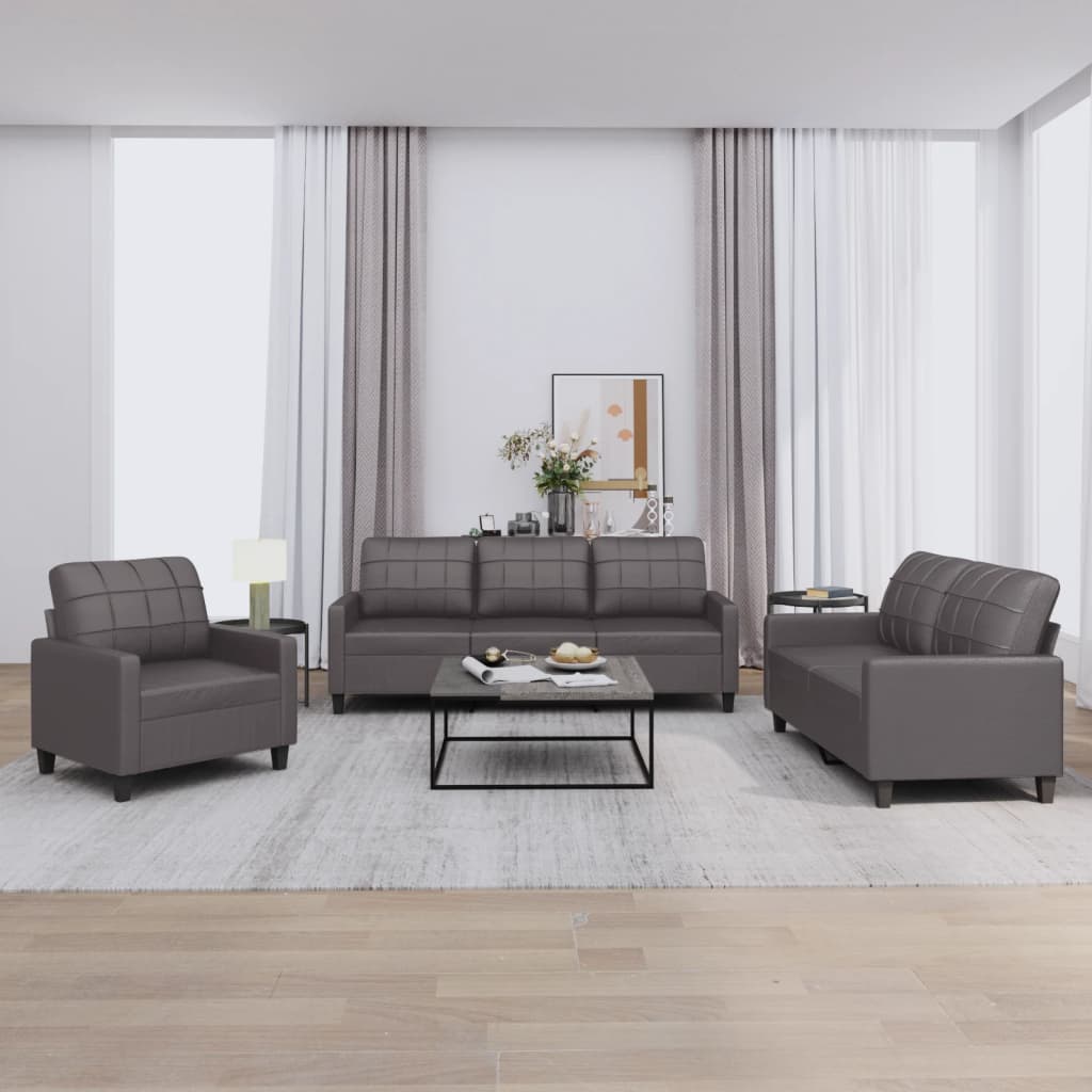 Set De Canapele , 3 Piese, , Piele Ecologică