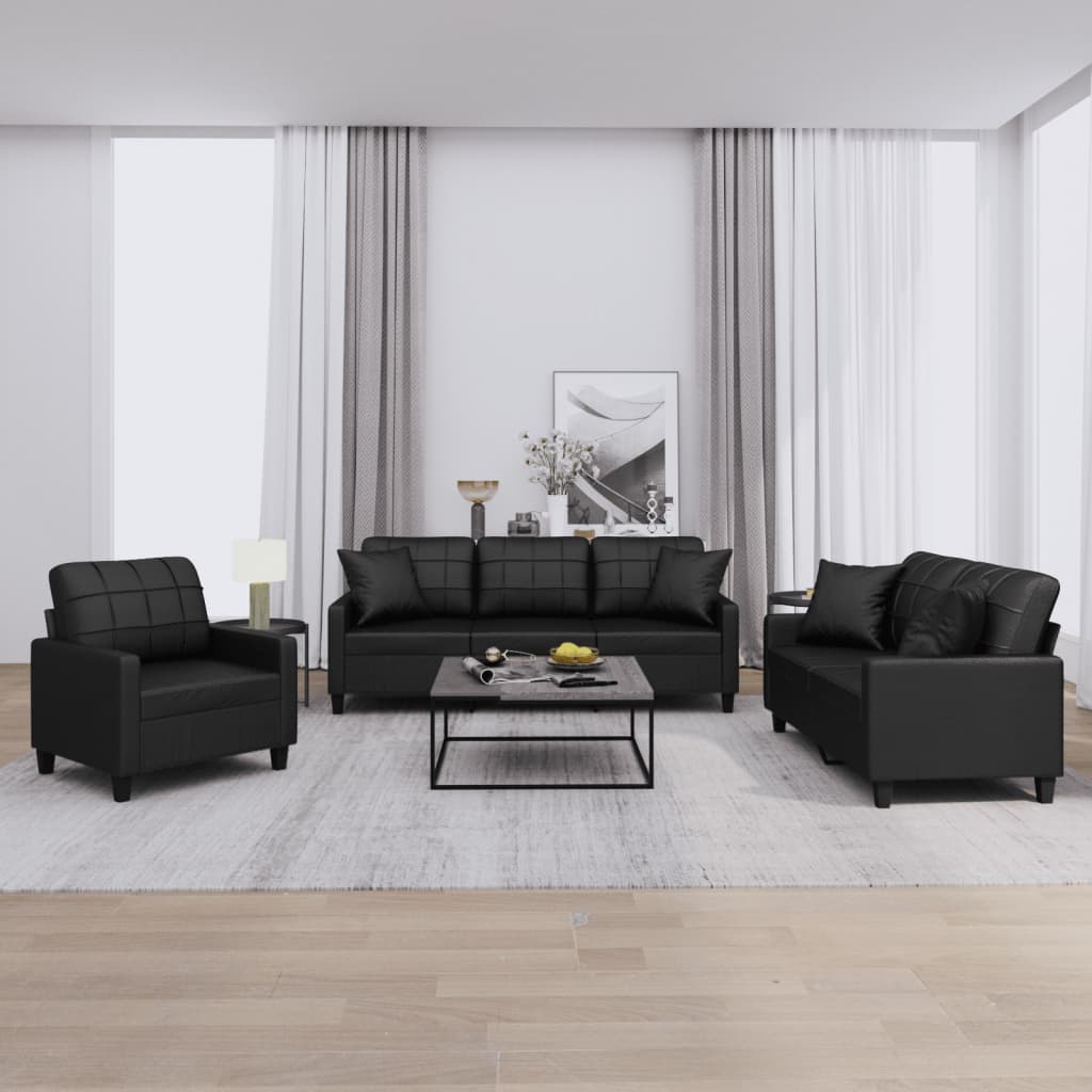 Set De Canapele , 3 Piese, , Piele Ecologică