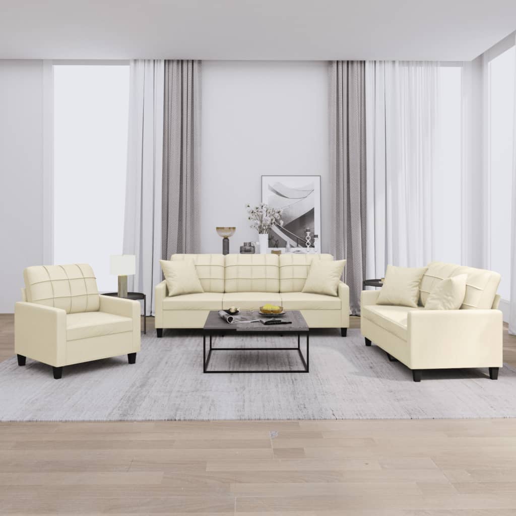 Set De Canapele , 3 Piese, , Piele Ecologică
