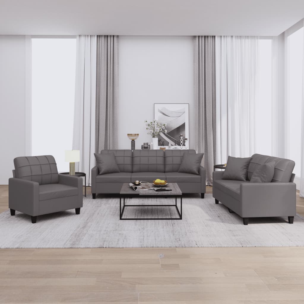 Set De Canapele , 3 Piese, , Piele Ecologică