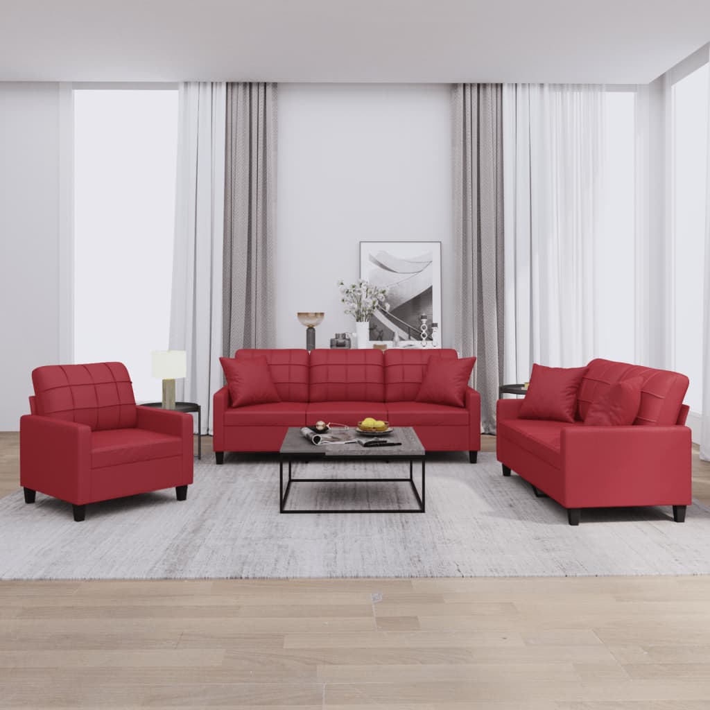 Set De Canapele , 3 Piese, , Piele Ecologică