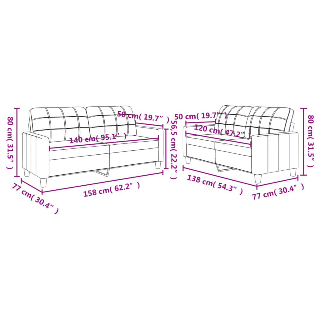 Set De Canapele , 2 Piese, , Piele Ecologică