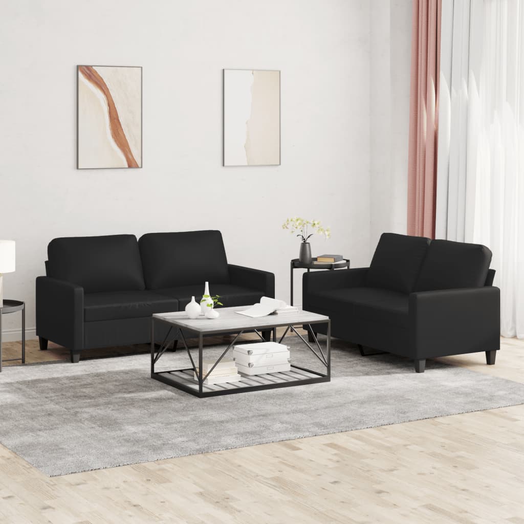 Set De Canapele Cu Perne, 3 Piese, , Piele Ecologică