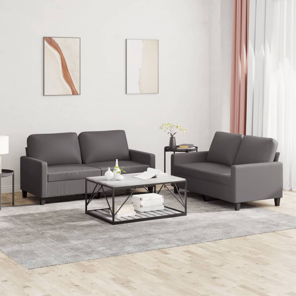 Set De Canapele Cu Perne, 3 Piese, , Piele Ecologică