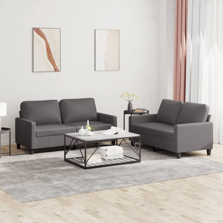 Set De Canapele Cu Perne, 3 Piese, , Piele Ecologică