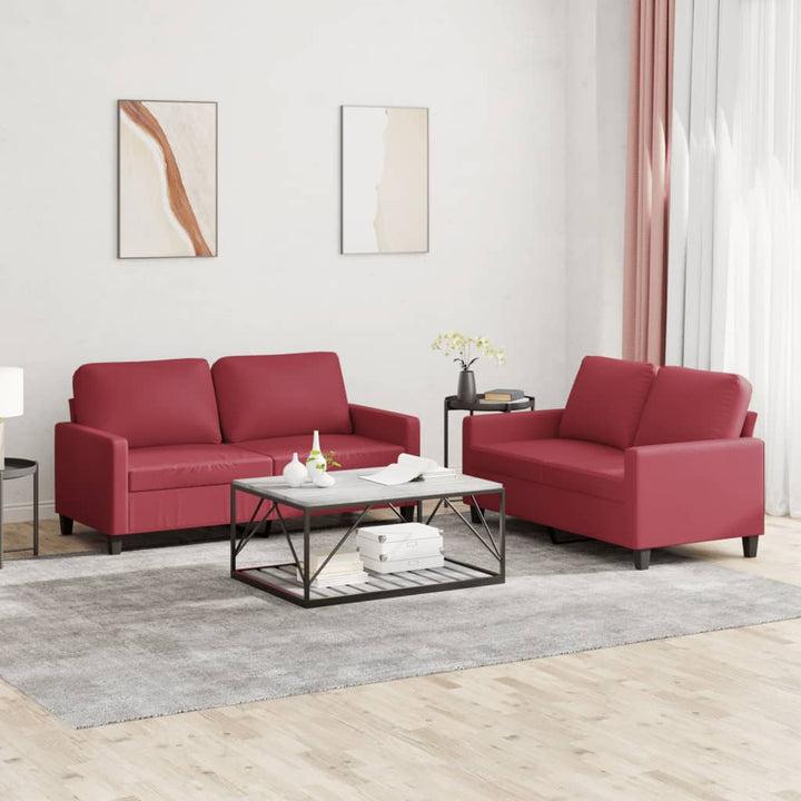 Set De Canapele Cu Perne, 3 Piese, , Piele Ecologică