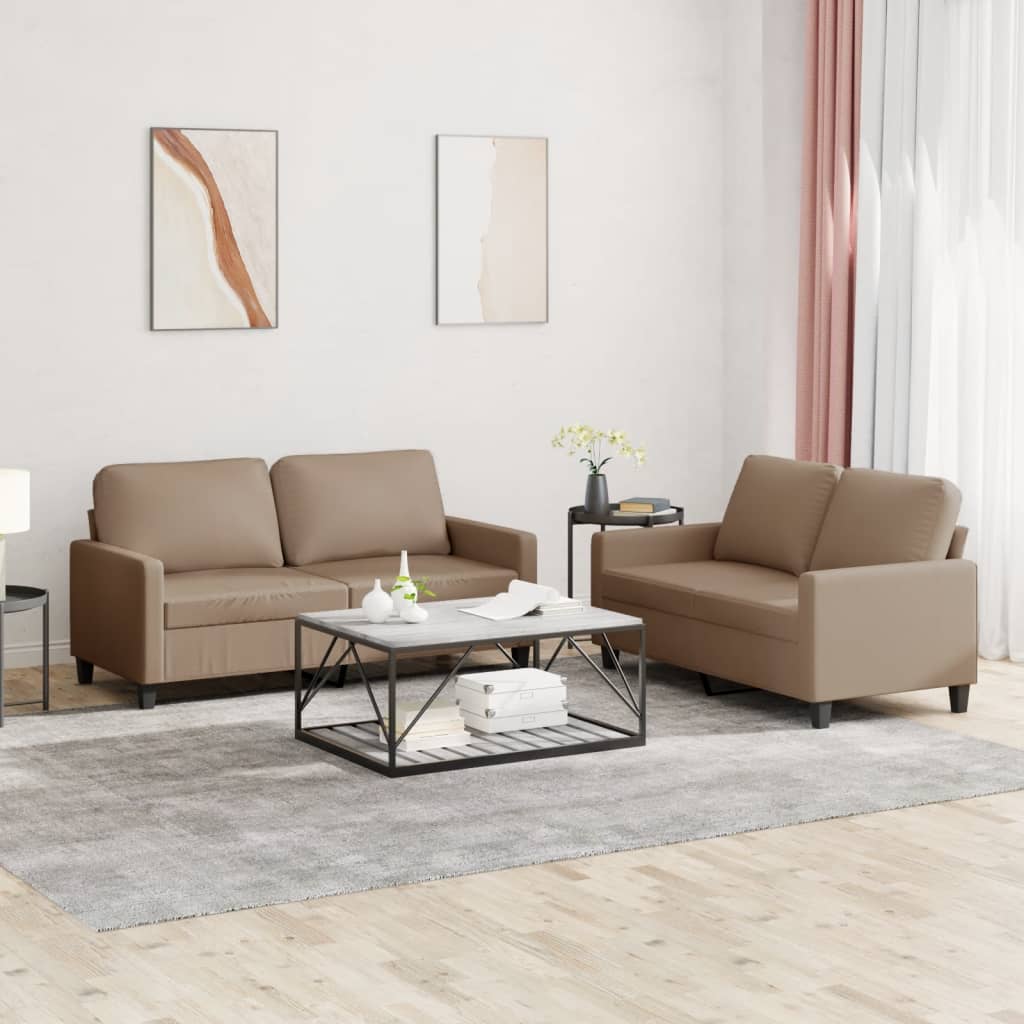 Set De Canapele Cu Perne, 3 Piese, , Piele Ecologică