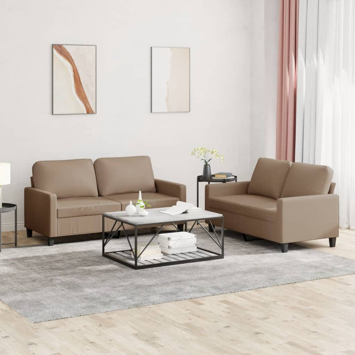 Set De Canapele Cu Perne, 3 Piese, , Piele Ecologică