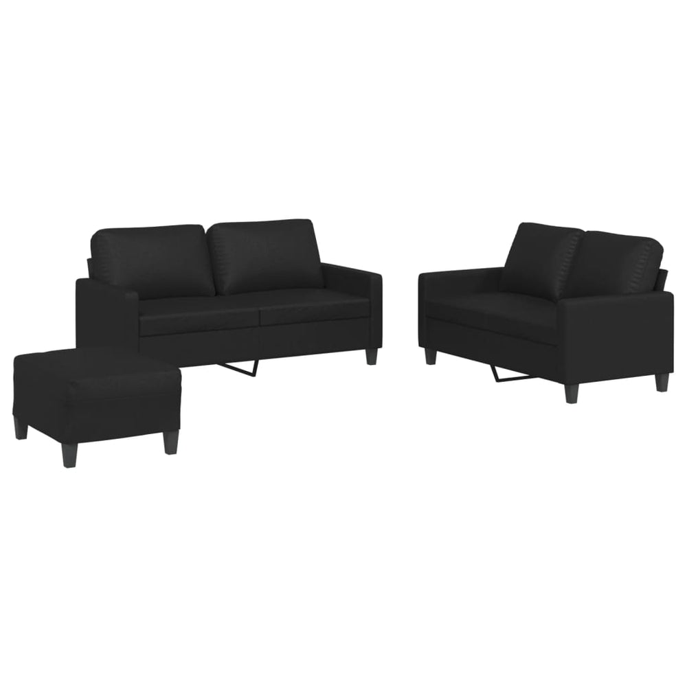Set De Canapele Cu Perne, 3 Piese, , Piele Ecologică