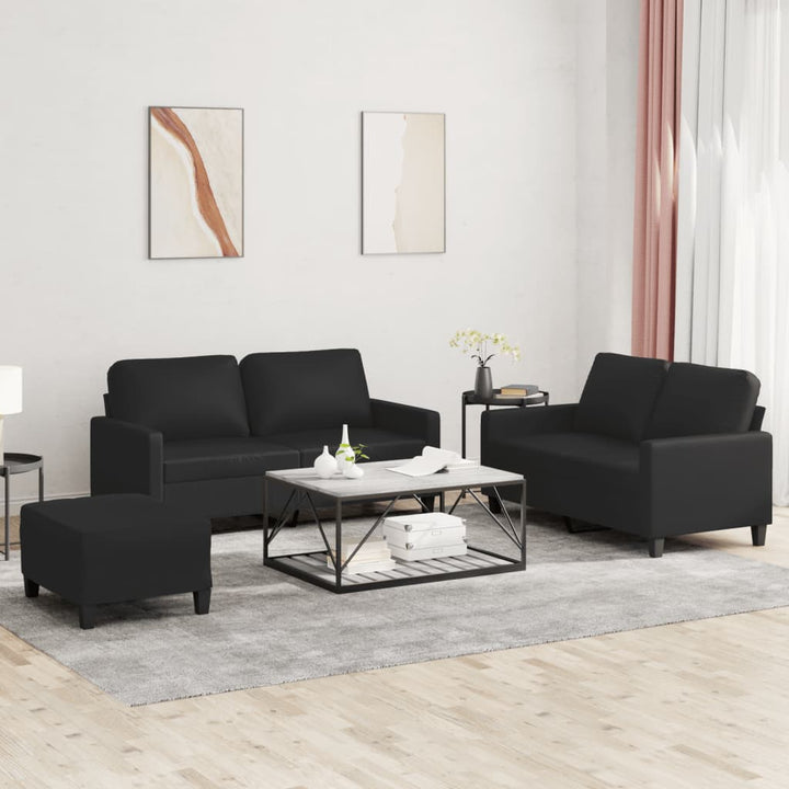 Set De Canapele Cu Perne, 3 Piese, , Piele Ecologică