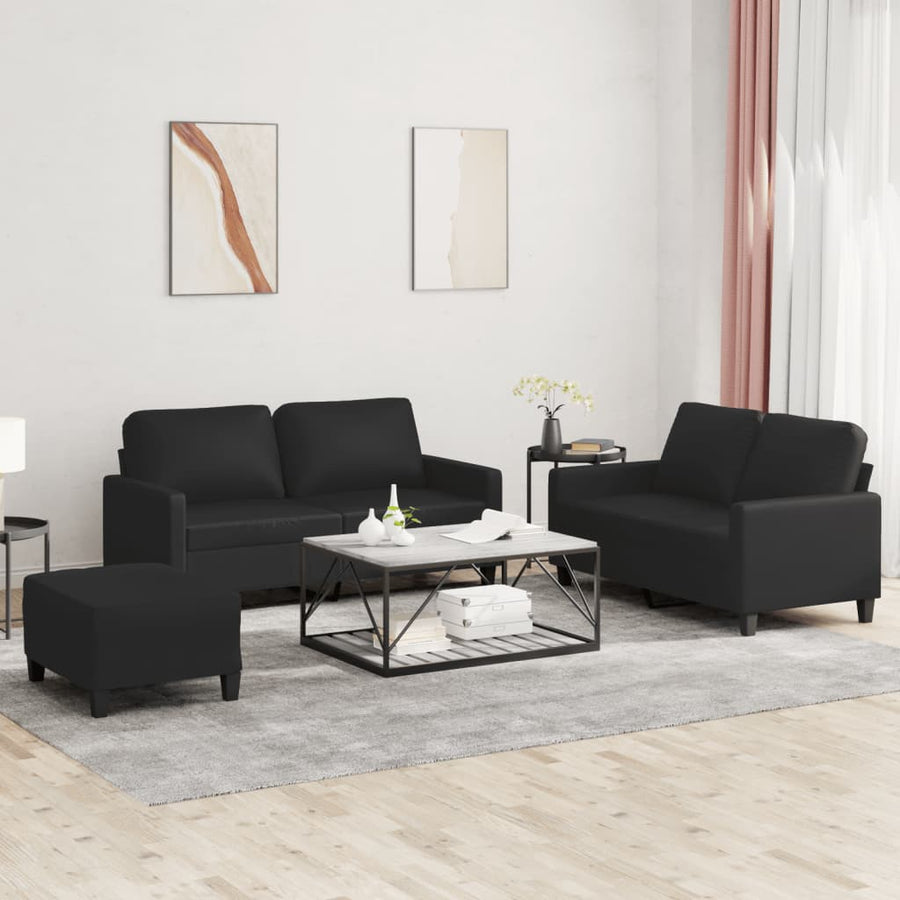Set De Canapele Cu Perne, 3 Piese, , Piele Ecologică