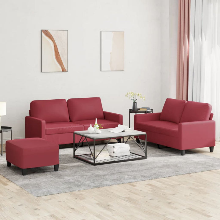 Set De Canapele Cu Perne, 3 Piese, , Piele Ecologică