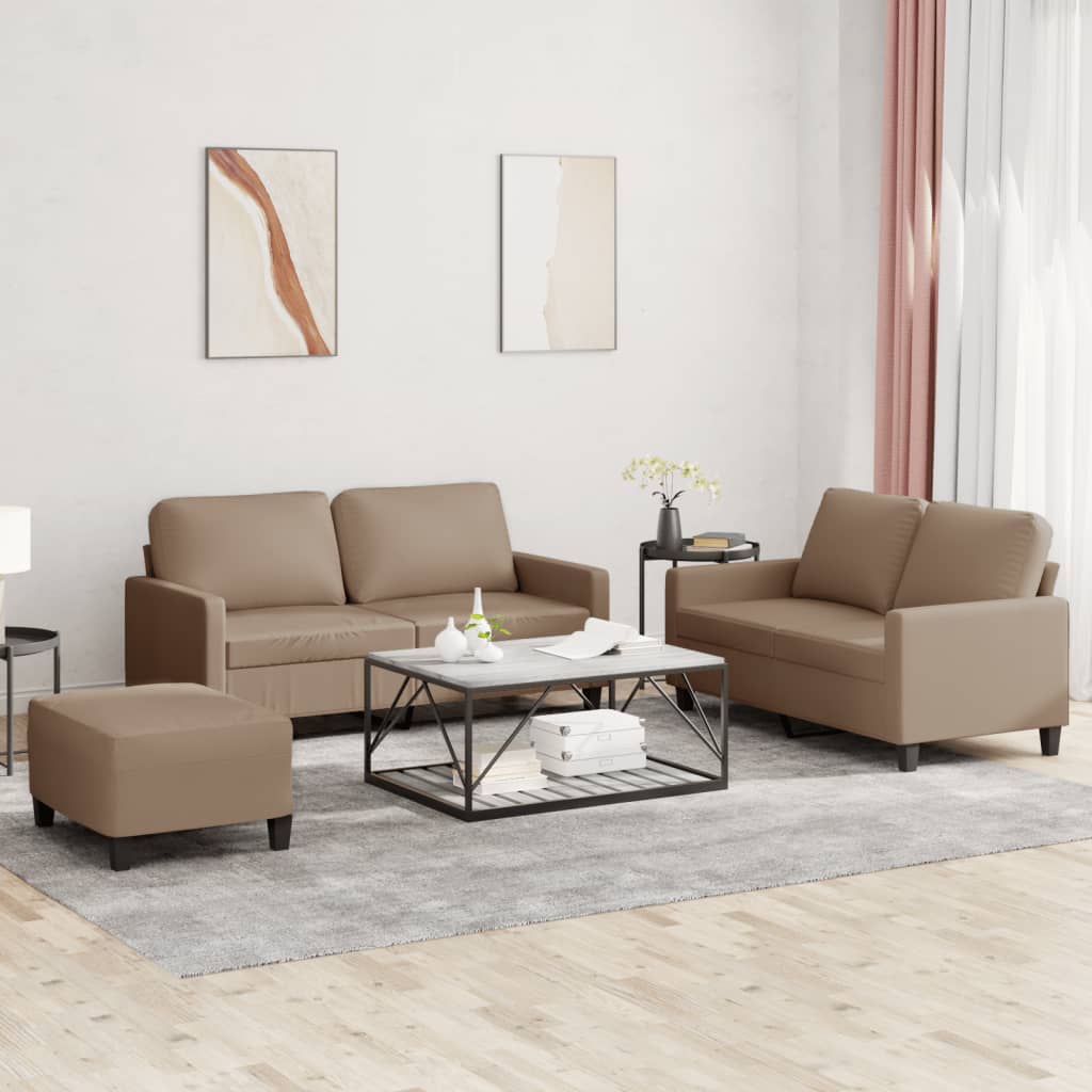 Set De Canapele Cu Perne, 3 Piese, , Piele Ecologică