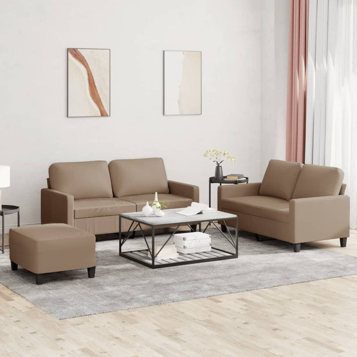 Set De Canapele Cu Perne, 3 Piese, , Piele Ecologică