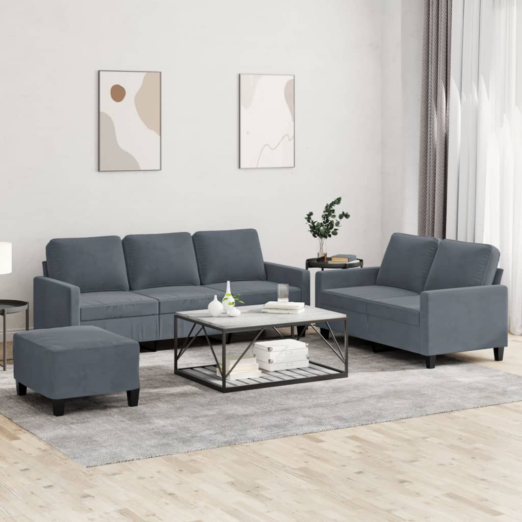 Set Canapea Cu Perne, 3 Piese, Roșu Vin, Catifea