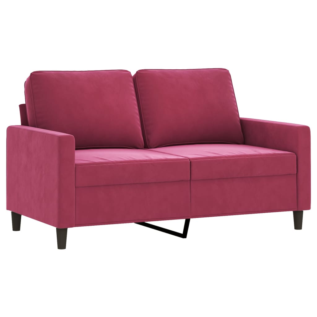 Set Canapea Cu Perne, 3 Piese, Roșu Vin, Catifea