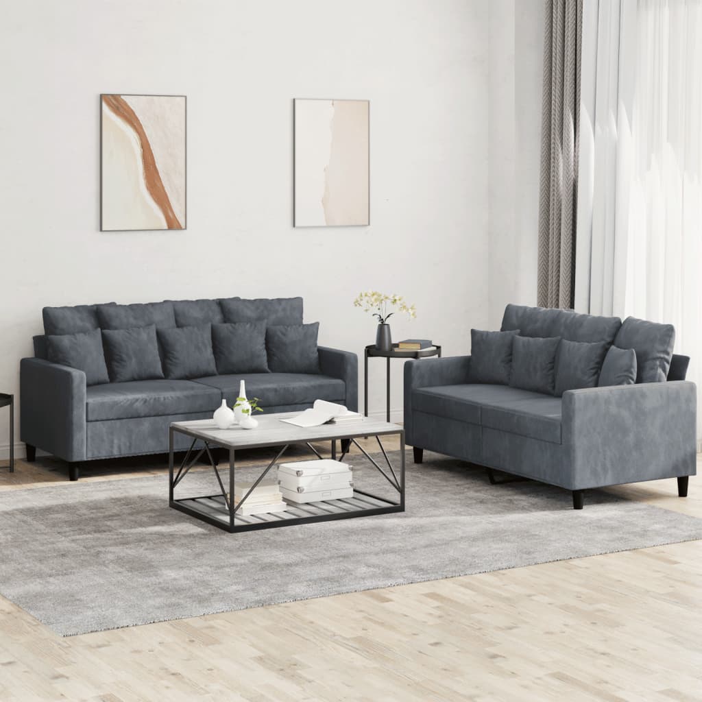 Set De Canapele Cu Perne, 3 Piese, , Catifea